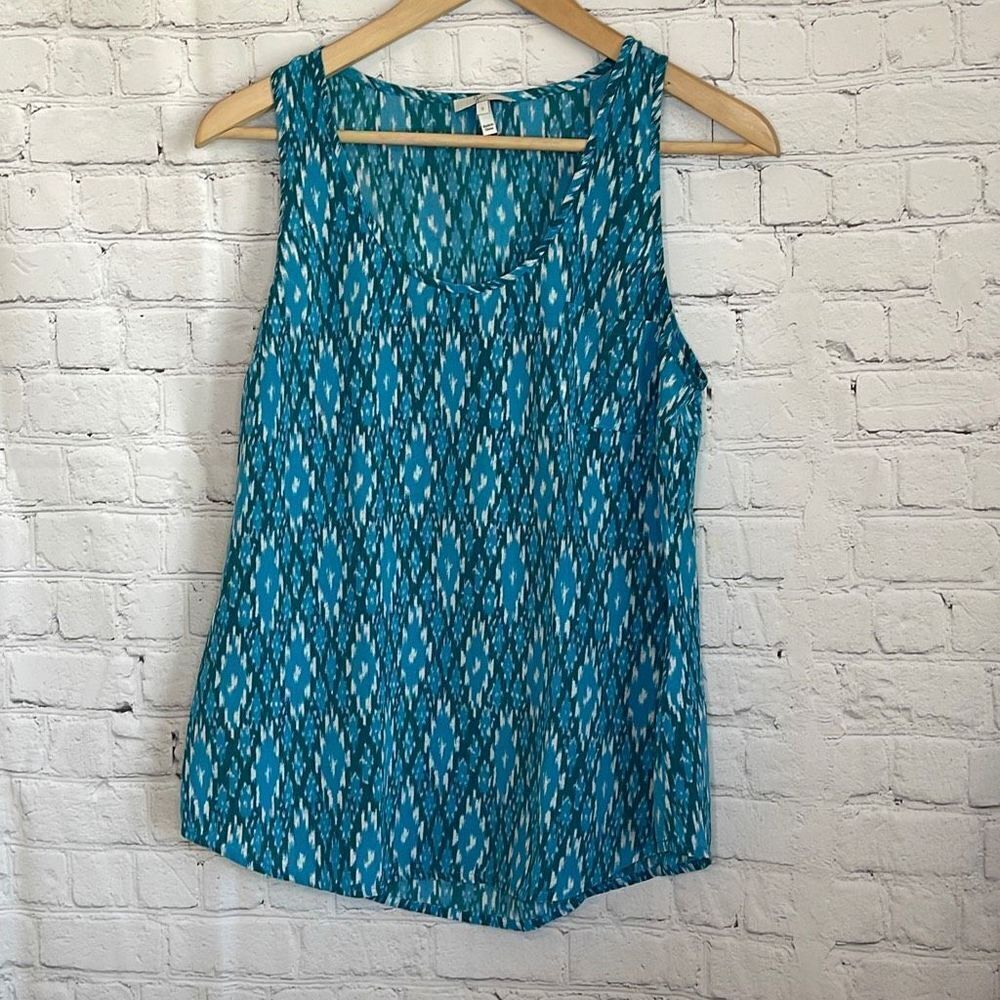 Joie Women’s Blue Printed Silk Tank Top with Front‎ Pocket size small